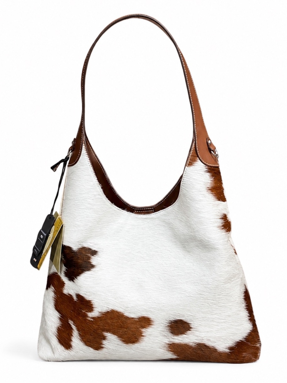 Cavalcanti Cowhide Calf Hair Leather Hobo Shoulder Bag Italy NWT
